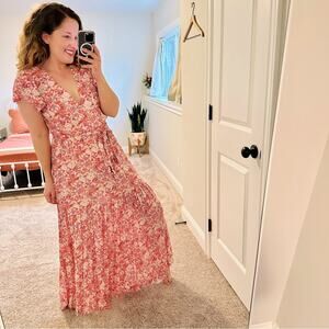 Melissa Odabash Pink Floral Metallic Maxi Dress XS